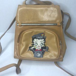 Betty Boop Tan Leather Purse W/ Multi Pockets
